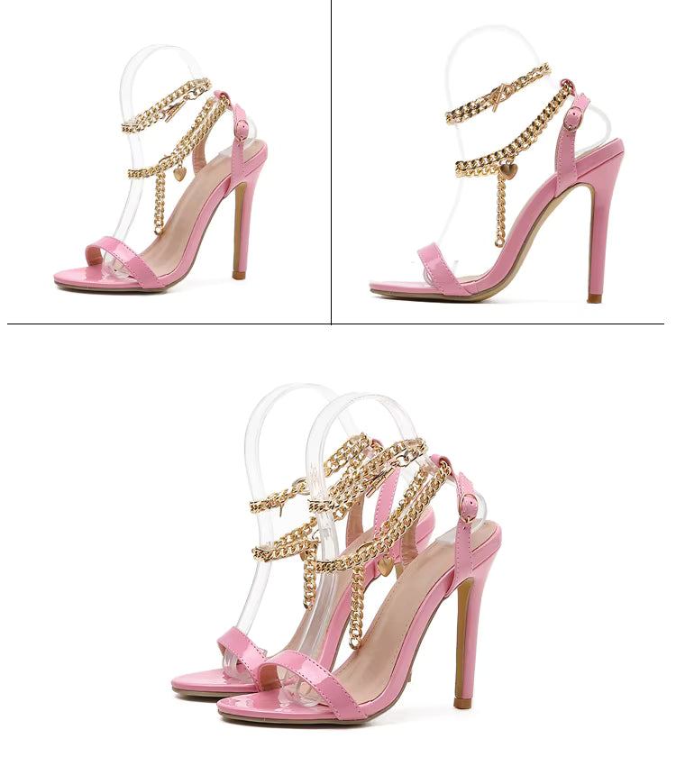 Black heel with chain ankle strap