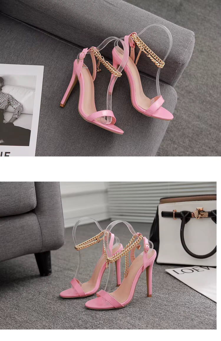 Black heel with chain ankle strap