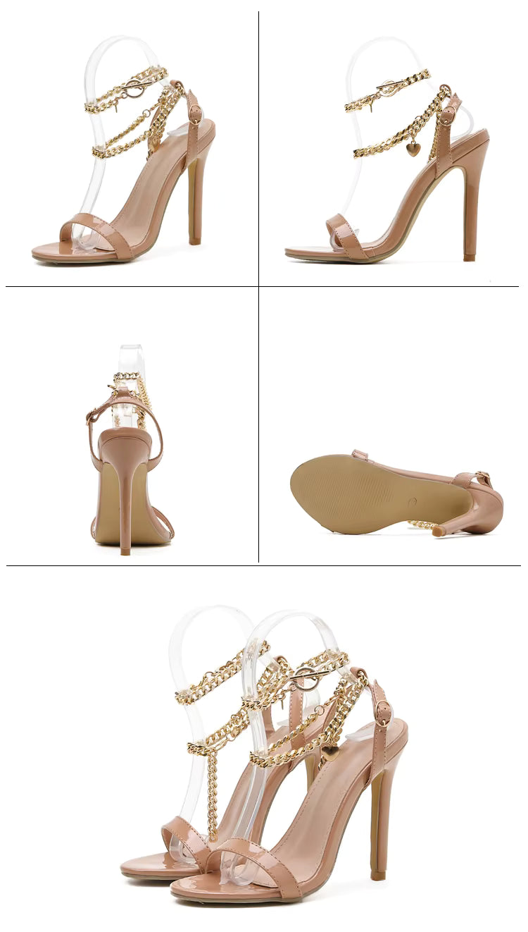 Black heel with chain ankle strap