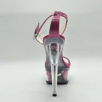 Black heel with rhinestone ankle strap