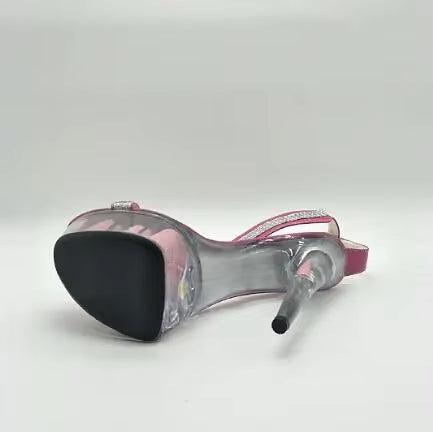 Black heel with rhinestone ankle strap