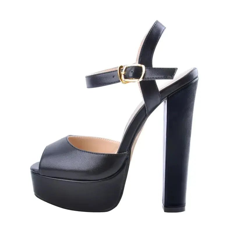 Platform Black Chunky High Heels - Dika Studio