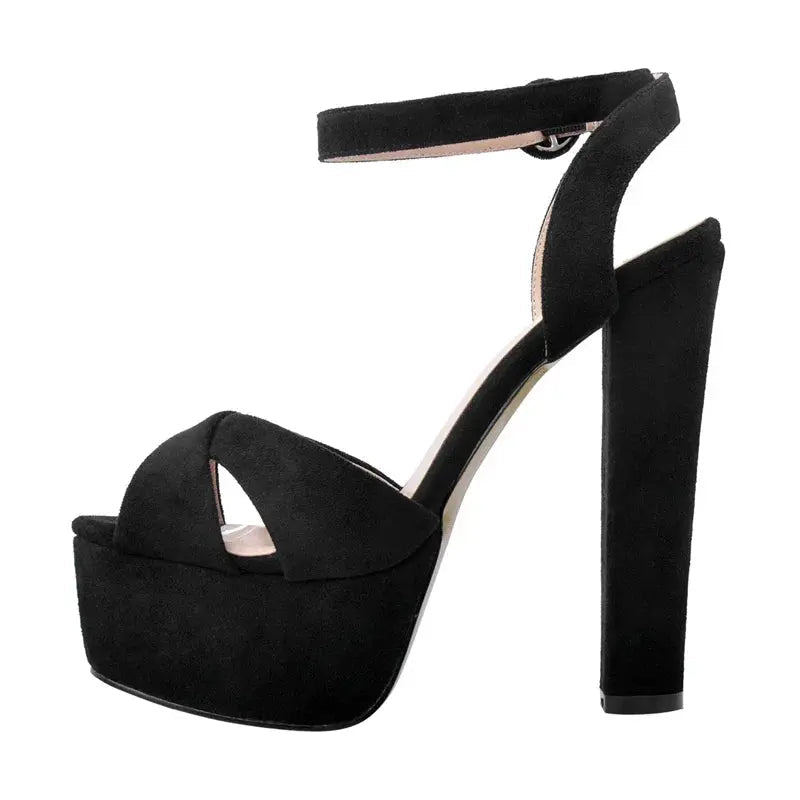 Platform Black Chunky High Heels - Dika Studio