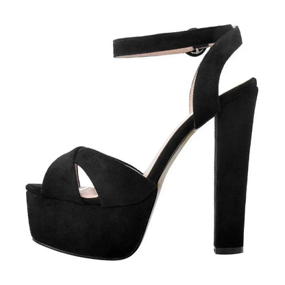 Platform Black Chunky High Heels - Dika Studio