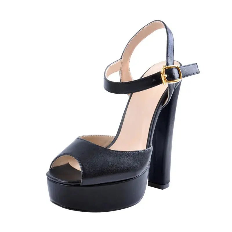 Platform Black Chunky High Heels - Dika Studio