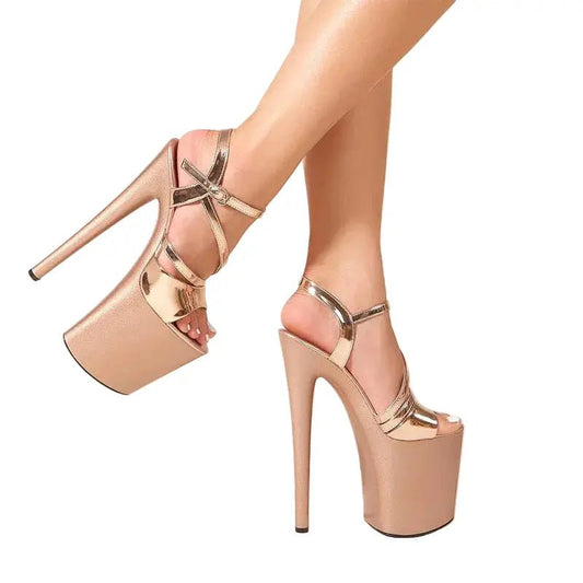 Sexy Peep Toe Ankle Strap Platform Heels - Dika Studio