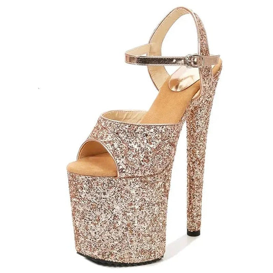 Silver sexy sandal ankle strap heel - Dika Studio